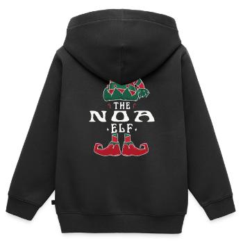 Noa Elf famille Match groupe Noël papa maman - Sweat Premium à capuche zippé enfant bio - noir - Dos - AI Model Kid Male (0cm)