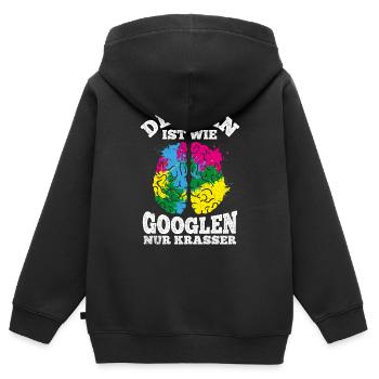 Denken Ist Wie Googlen Nur Krasser Lustiger Spruch - Kinder Premium Organic Zip Hoodie - Schwarz - Hinten - AI Model Kid Male (0cm)