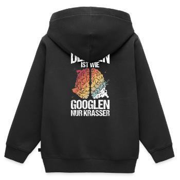 Denken Ist Wie Googlen Nur Krasser Gehirn Schüler - Kinder Premium Organic Zip Hoodie - Schwarz - Hinten - AI Model Kid Male (0cm)