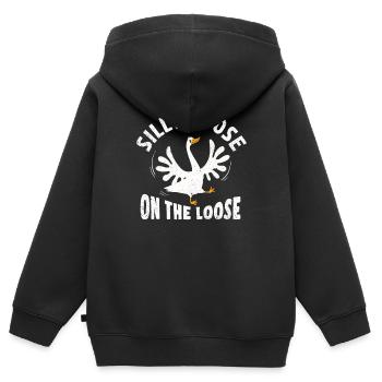 Silly geese on the loose - Kids Premium Organic Zip-up Hoodie - black - Back - AI Model Kid Male (0cm)