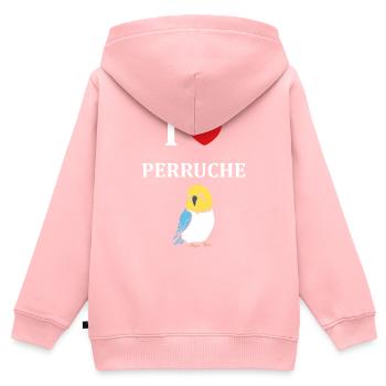 Oiseaux perruches humour petite perruche - Sweat Premium à capuche zippé enfant bio - rose - Dos - AI Model Kid Female (0cm)