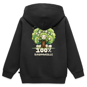 Lustiges Wortspiel; 100 % Baumwolle - Kinder Premium Organic Zip Hoodie - Schwarz - Hinten - AI Model Kid Male (0cm)