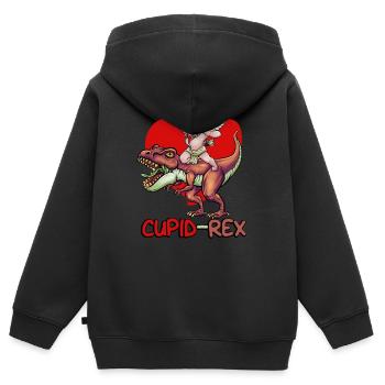 Cupid Armor T Rex Heart Valentinstag Cupid Rex - Kinder Premium Organic Zip Hoodie - Schwarz - Hinten - AI Model Kid Male (0cm)