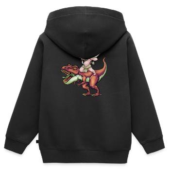 Cupid Armor T Rex Heart Valentinstag Cupid Rex - Kinder Premium Organic Zip Hoodie - Schwarz - Hinten - AI Model Kid Male (0cm)