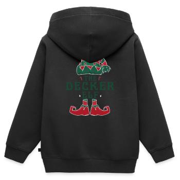Decker Elf Personalisierter Name Weihnachtsfamilie - Kinder Premium Organic Zip Hoodie - Schwarz - Hinten - AI Model Kid Male (0cm)