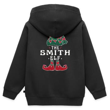 Smith Elf famille Match groupe Noël maman papa - Sweat Premium à capuche zippé enfant bio - noir - Dos - AI Model Kid Male (0cm)