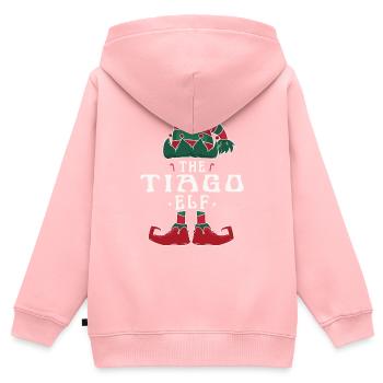 Tiago Elf famille Match groupe Noël maman papa - Sweat Premium à capuche zippé enfant bio - rose - Dos - AI Model Kid Female (0cm)