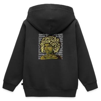 Stimmen der Gerechtigkeit - Kinder Premium Organic Zip Hoodie - Schwarz - Hinten - AI Model Kid Male (0cm)