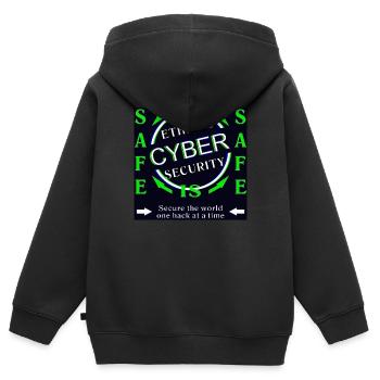 Ethical Cyber Security SAFE - Kids Premium Organic Zip-up Hoodie - black - Back - AI Model Kid Male (0cm)
