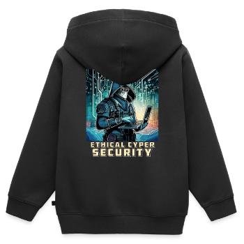 Ethical Cyber Security - Kids Premium Organic Zip-up Hoodie - black - Back - AI Model Kid Male (0cm)