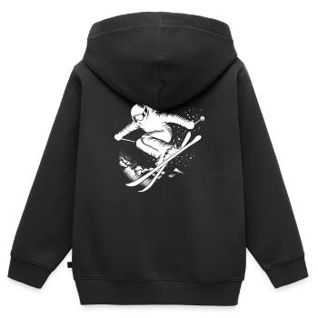Skispringen Skifahren Schnee Piste Skiurlaub Spaß - Kinder Premium Organic Zip Hoodie - Schwarz - Hinten - AI Model Kid Male (0cm)