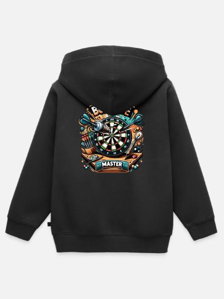 Bullseye Master: Buntes Dart Design - Kinder Premium Organic Zip Hoodie - Schwarz