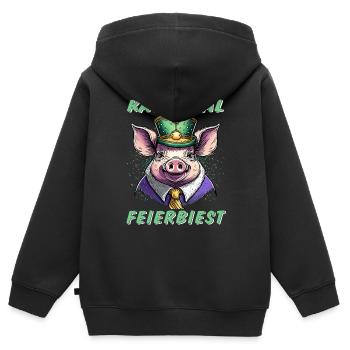 Cochon Carnaval PARTY BEAST - Sweat Premium à capuche zippé enfant bio - noir - Dos - AI Model Kid Male (0cm)