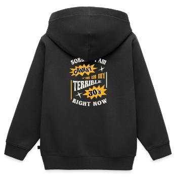 Schrecklicher 30er-Jahre-Humor Nachvollziehbare Verschrobenheit - Kinder Premium Organic Zip Hoodie - Schwarz - Hinten - AI Model Kid Male (0cm)