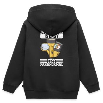 Enquêteur paranormal Chasse aux fantômes - Sweat Premium à capuche zippé enfant bio - noir - Dos - AI Model Kid Male (0cm)