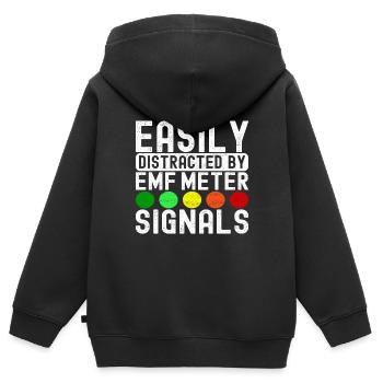 Enquêteur paranormal Chasse aux fantômes - Sweat Premium à capuche zippé enfant bio - noir - Dos - AI Model Kid Male (0cm)