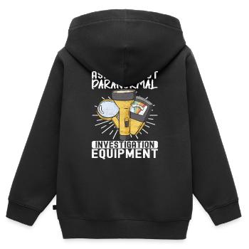 Enquêteur paranormal Chasse aux fantômes - Sweat Premium à capuche zippé enfant bio - noir - Dos - AI Model Kid Male (0cm)