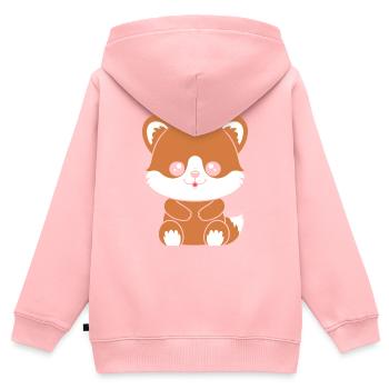 Renard amour Petit panda roux - Sweat Premium à capuche zippé enfant bio - rose - Dos - AI Model Kid Female (0cm)