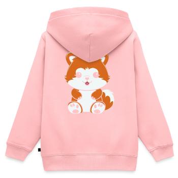 Renard amour Petit panda roux - Sweat Premium à capuche zippé enfant bio - rose - Dos - AI Model Kid Female (0cm)