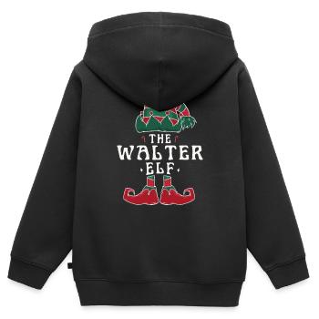 Walter Elf Famille Assortie Groupe Noël Maman - Sweat Premium à capuche zippé enfant bio - noir - Dos - AI Model Kid Male (0cm)