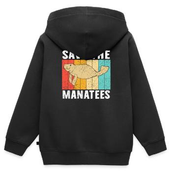 Rettet Die Seekühe Wassertiere Seekühe - Kinder Premium Organic Zip Hoodie - Schwarz - Hinten - AI Model Kid Male (0cm)