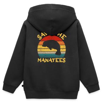 Rettet Die Seekühe Wassertiere Seekühe - Kinder Premium Organic Zip Hoodie - Schwarz - Hinten - AI Model Kid Male (0cm)
