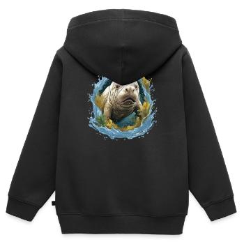 Rettet Die Seekühe Wassertiere Seekühe - Kinder Premium Organic Zip Hoodie - Schwarz - Hinten - AI Model Kid Male (0cm)