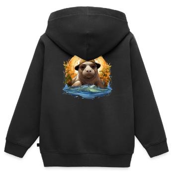 Rettet Die Seekühe Wassertiere Seekühe - Kinder Premium Organic Zip Hoodie - Schwarz - Hinten - AI Model Kid Male (0cm)