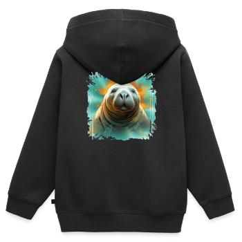 Rettet Die Seekühe Wassertiere Seekühe - Kinder Premium Organic Zip Hoodie - Schwarz - Hinten - AI Model Kid Male (0cm)
