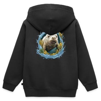 Rettet Die Seekühe Wassertiere Seekühe - Kinder Premium Organic Zip Hoodie - Schwarz - Hinten - AI Model Kid Male (0cm)
