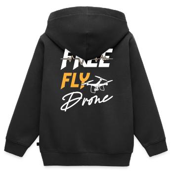 Free Fly Drone - Kinder Premium Organic Zip Hoodie - Schwarz - Hinten - AI Model Kid Male (0cm)