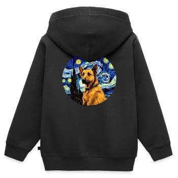 Deutscher Schäferhund Lustiger Hund Beliebtes - Kinder Premium Organic Zip Hoodie - Schwarz - Hinten - AI Model Kid Male (0cm)