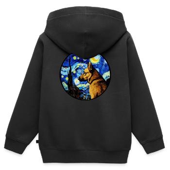 Deutscher Schäferhund Lustiger Hund Beliebtes - Kinder Premium Organic Zip Hoodie - Schwarz - Hinten - AI Model Kid Male (0cm)