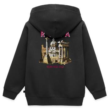 ROMA VENI VIDI VICI - Kinder Premium Organic Zip Hoodie - Schwarz - Hinten - AI Model Kid Male (0cm)