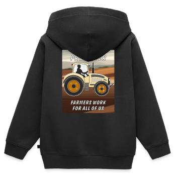 TRACTEUR PROTESTER - Sweat Premium à capuche zippé enfant bio - noir - Dos - AI Model Kid Male (0cm)