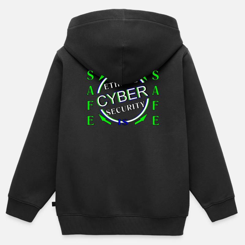 Cybersécurité éthique SAFE - Sweat Premium à capuche zippé enfant bio - noir