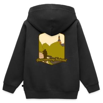 Panoramaweg Taubertal - Kinder Premium Organic Zip Hoodie - Schwarz - Hinten - AI Model Kid Male (0cm)