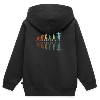 Entwicklung des Bogenschießens - Kinder Premium Organic Zip Hoodie - Schwarz - Hinten - AI Model Kid Male (0cm)