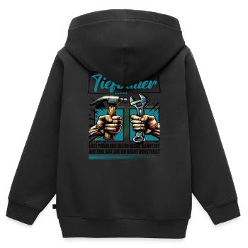 Tiefbauer Beruf mit lustigen Spruch - Kinder Premium Organic Zip Hoodie - Schwarz - Hinten - AI Model Kid Male (0cm)
