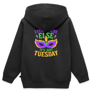 Partout ailleurs, c’est juste le mardi carnaval mardi g - Sweat Premium à capuche zippé enfant bio - noir - Dos - AI Model Kid Male (0cm)