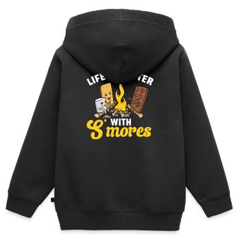 S'more Campfire Marshmallow Camping - Sweat Premium à capuche zippé enfant bio - noir - Dos - AI Model Kid Male (0cm)