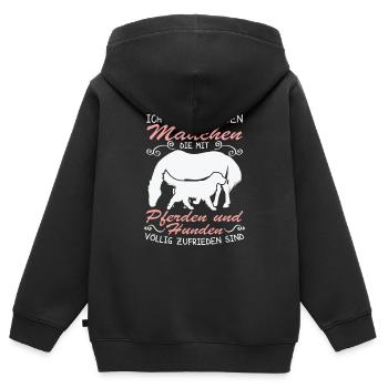Hunden völlig zufrieden - Kinder Premium Organic Zip Hoodie - Schwarz - Hinten - AI Model Kid Male (0cm)