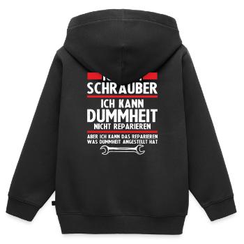 Ich bin schrauber - Kinder Premium Organic Zip Hoodie - Schwarz - Hinten - AI Model Kid Male (0cm)