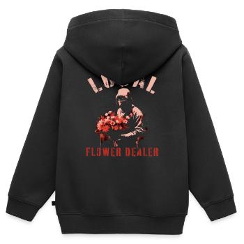 Lokaler Blumenhändler Aquarell Künstlerische Blumen - Kinder Premium Organic Zip Hoodie - Schwarz - Hinten - AI Model Kid Male (0cm)