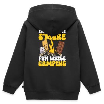 S'more Campfire Marshmallow Camping - Sweat Premium à capuche zippé enfant bio - noir - Dos - AI Model Kid Male (0cm)