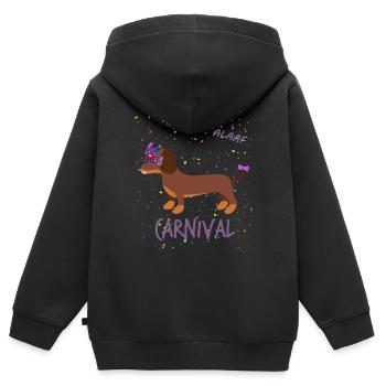 Dame, Teckel, Carnaval, Fasching, Helau, Alaaf - Sweat Premium à capuche zippé enfant bio - noir - Dos - AI Model Kid Male (0cm)