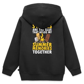 S'more Campfire Marshmallow Camping - Sweat Premium à capuche zippé enfant bio - noir - Dos - AI Model Kid Male (0cm)