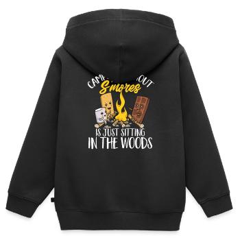 S'more Campfire Marshmallow Camping - Sweat Premium à capuche zippé enfant bio - noir - Dos - AI Model Kid Male (0cm)