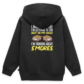 S'more Campfire Marshmallow Camping - Sweat Premium à capuche zippé enfant bio - noir - Dos - AI Model Kid Male (0cm)