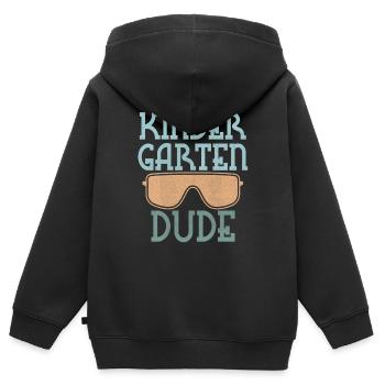Maternelle Dude Drôle Pré Scolaire Bff - Sweat Premium à capuche zippé enfant bio - noir - Dos - AI Model Kid Male (0cm)